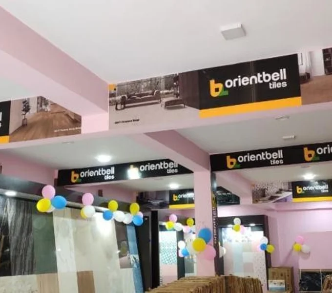 Orientbell Tiles store branding fabricated by Navya India